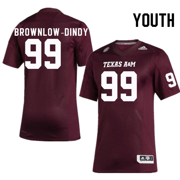 Youth #99 Gabriel Brownlow-Dindy Texas A&M Aggies College Football Jerseys Stitched Sale-Maroon - Click Image to Close